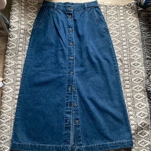 Denim Blue Button-Down Midi Skirt